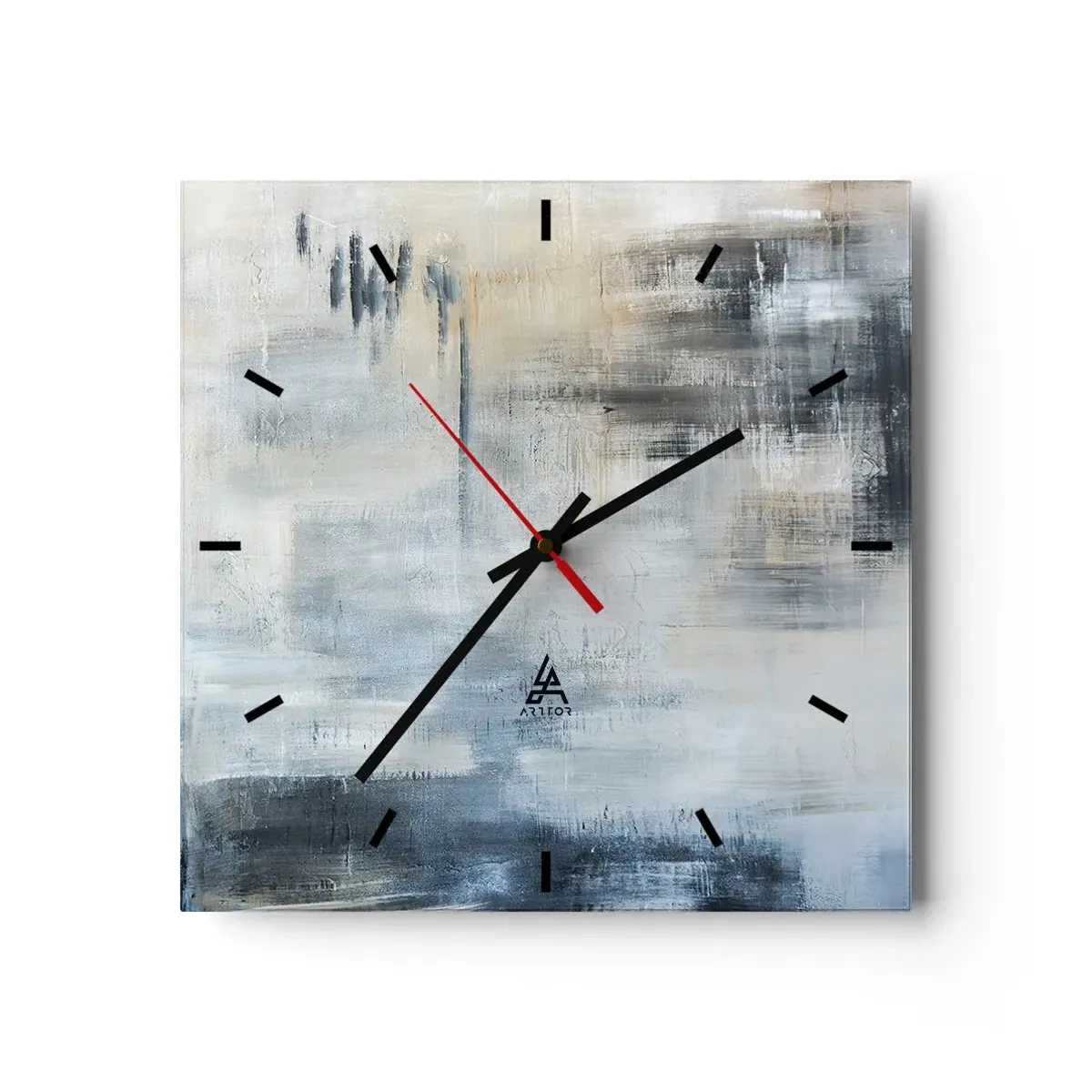 Wall clock - Clock on glass - Behind the Curtain of Blue - 40x40 cm