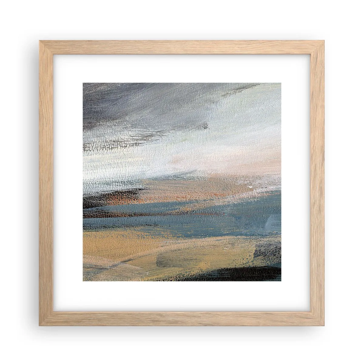 Poster in light oak frame - Abstract: Northern Landscsape - 30x30 cm