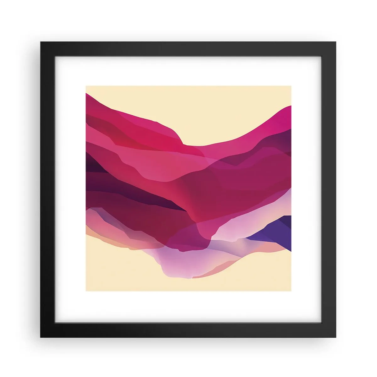 Poster in black frame - Waves of Purple - 30x30 cm