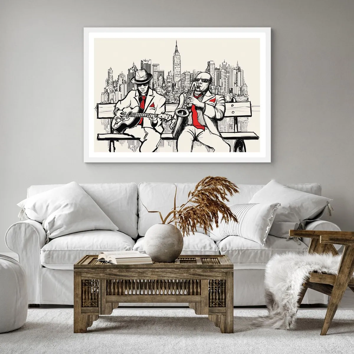 Poster in white frmae - New York Improvisation - 30x30 cm