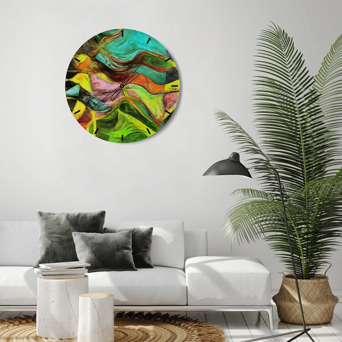 Wall clock - Clock on glass - Movement Is Life - 30x30 cm