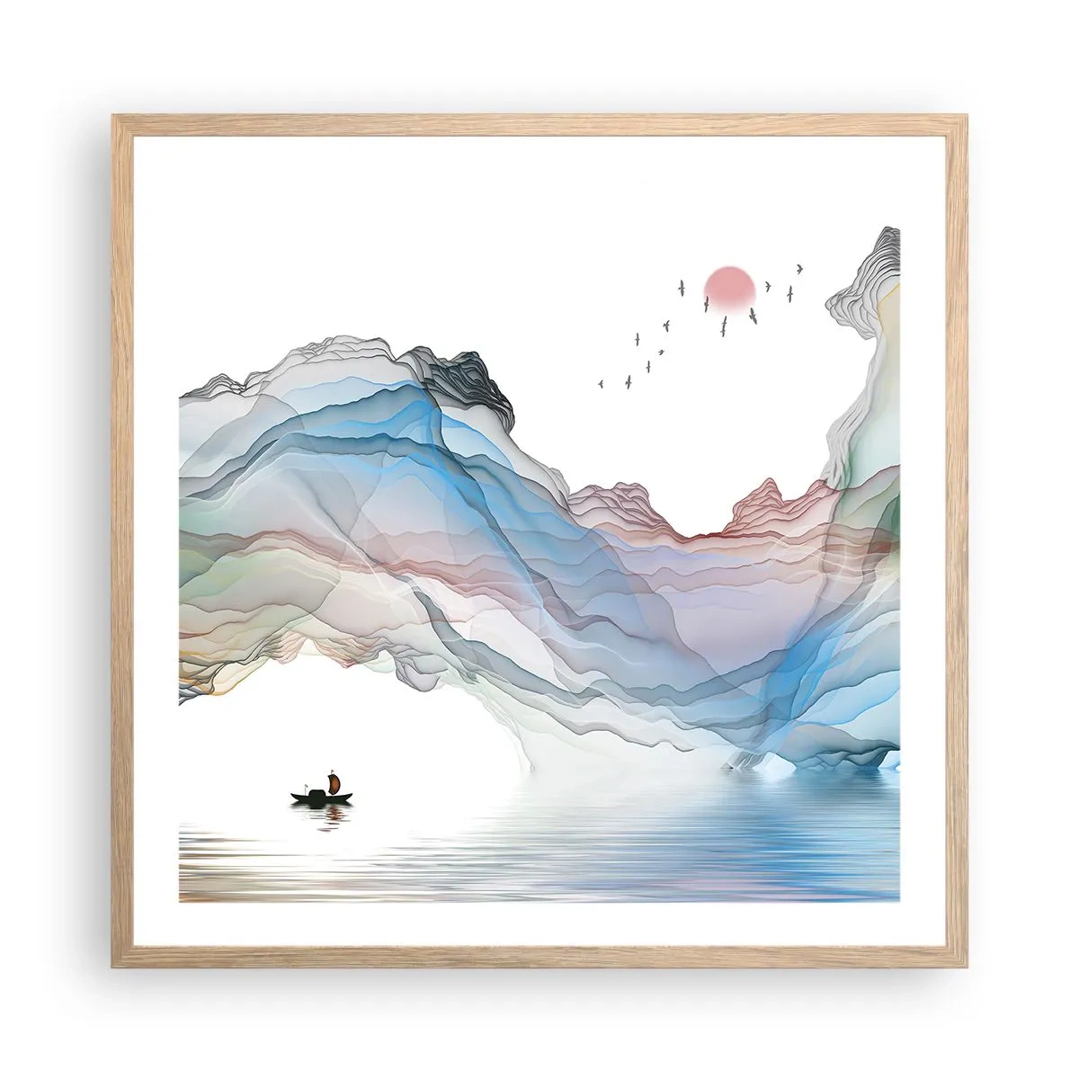 Poster in light oak frame - Towards Crystal Mountains - 60x60 cm