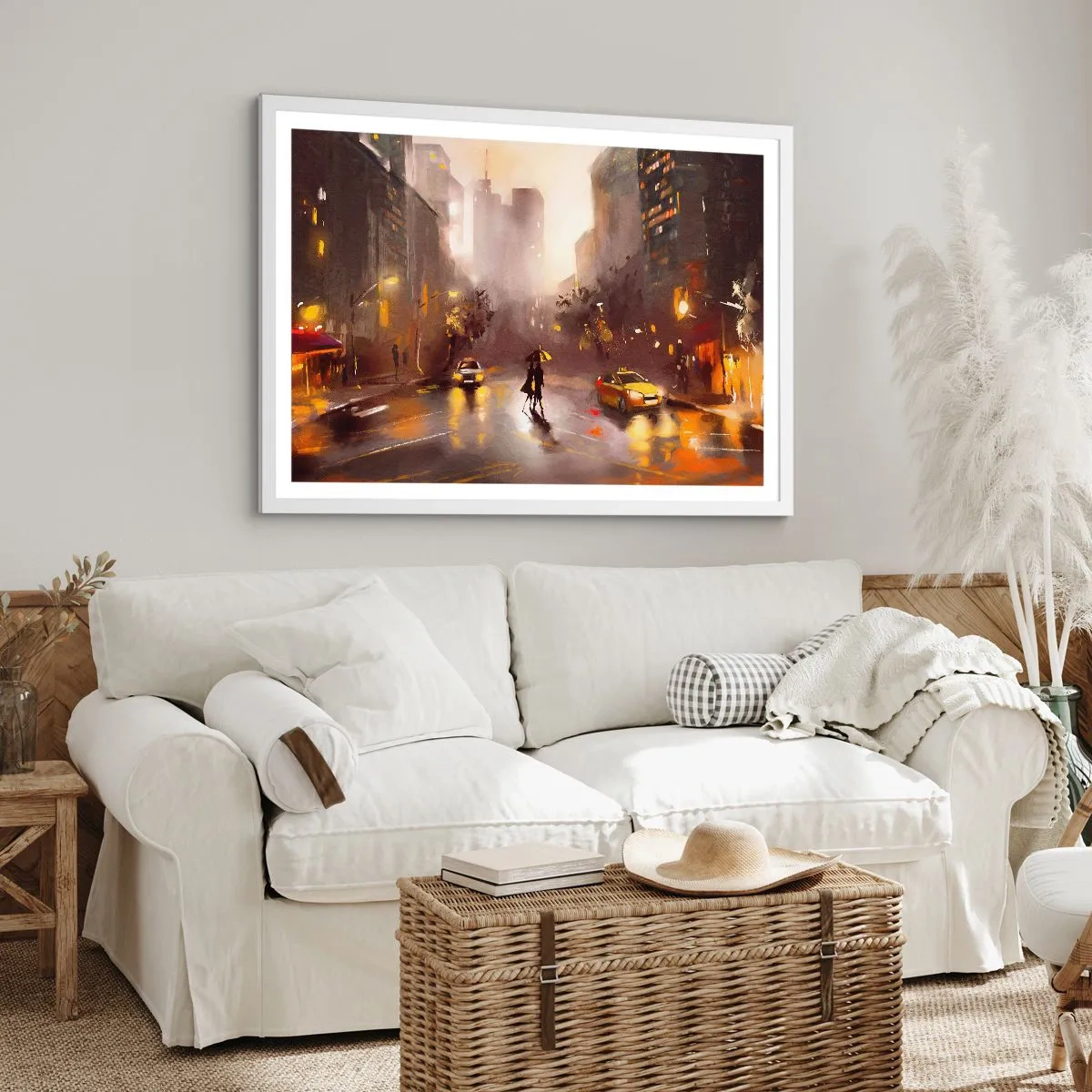 Poster in white frmae - In New York Lights - 100x70 cm