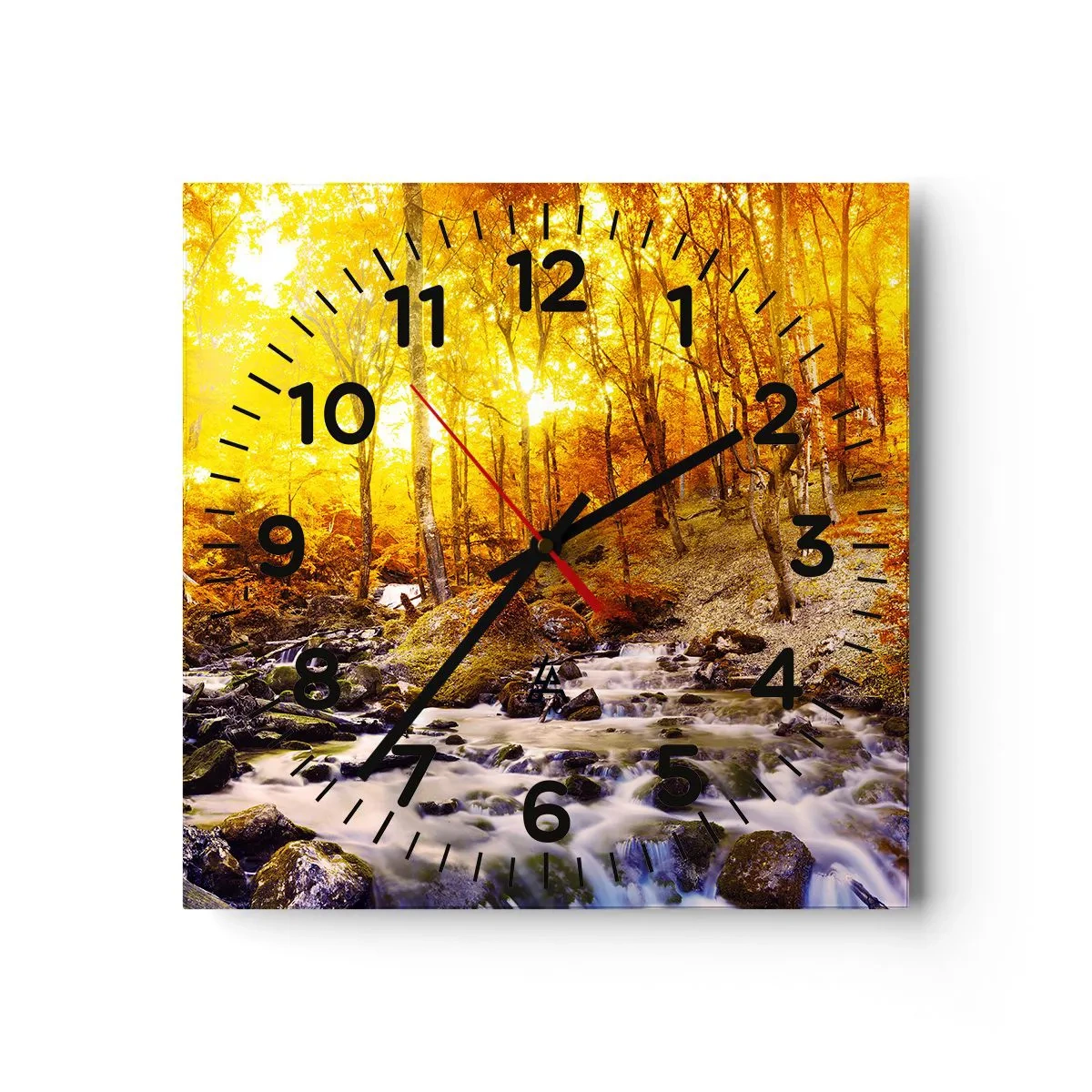 Wall clock - Clock on glass - Stones Set in Gold and Platinum - 30x30 cm