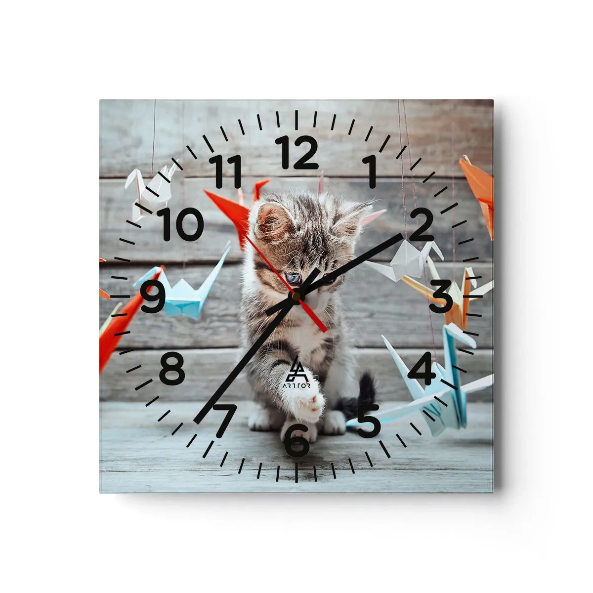 Wall clock - Clock on glass - First Lesson - 40x40 cm