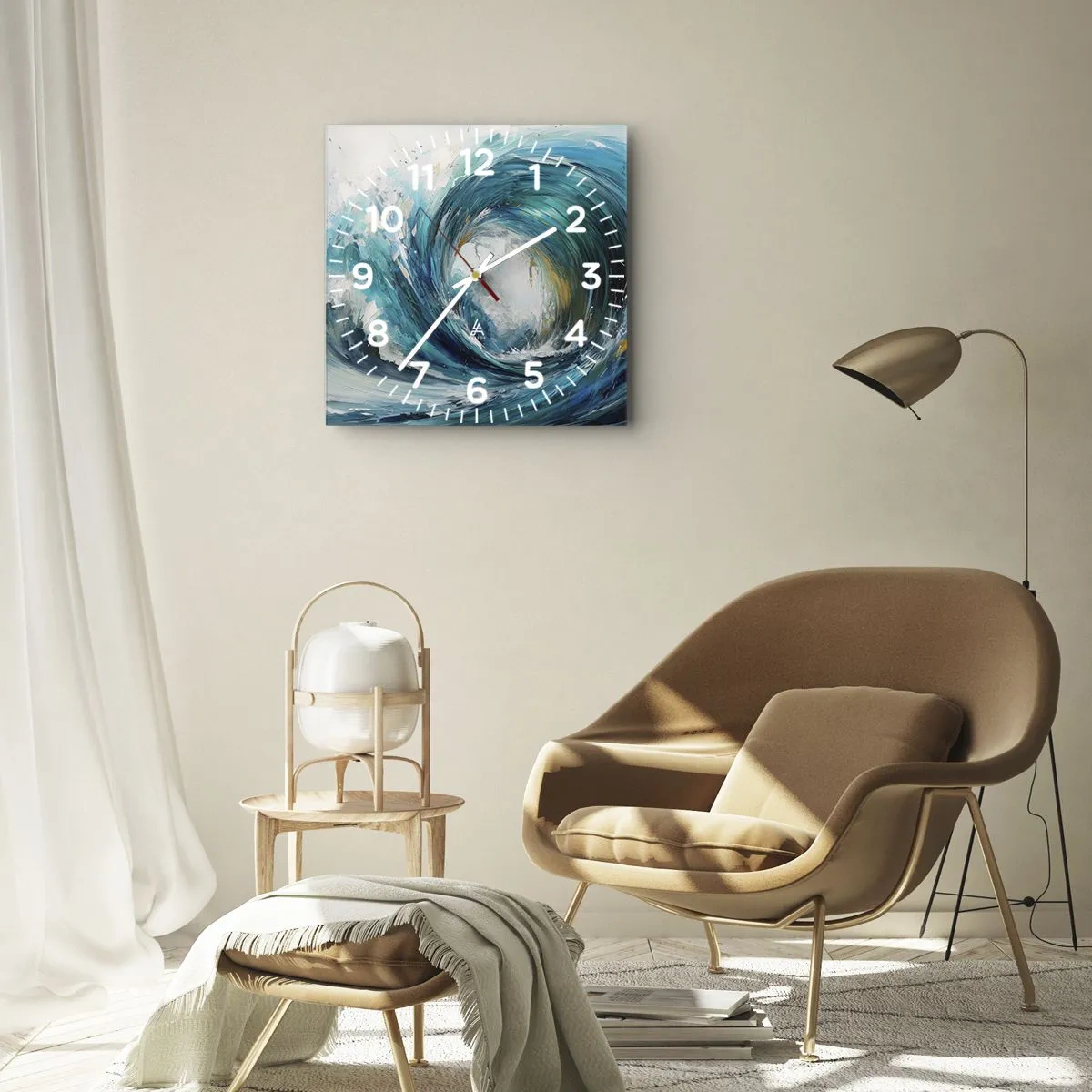 Wall clock - Clock on glass - Sea Portal - 30x30 cm