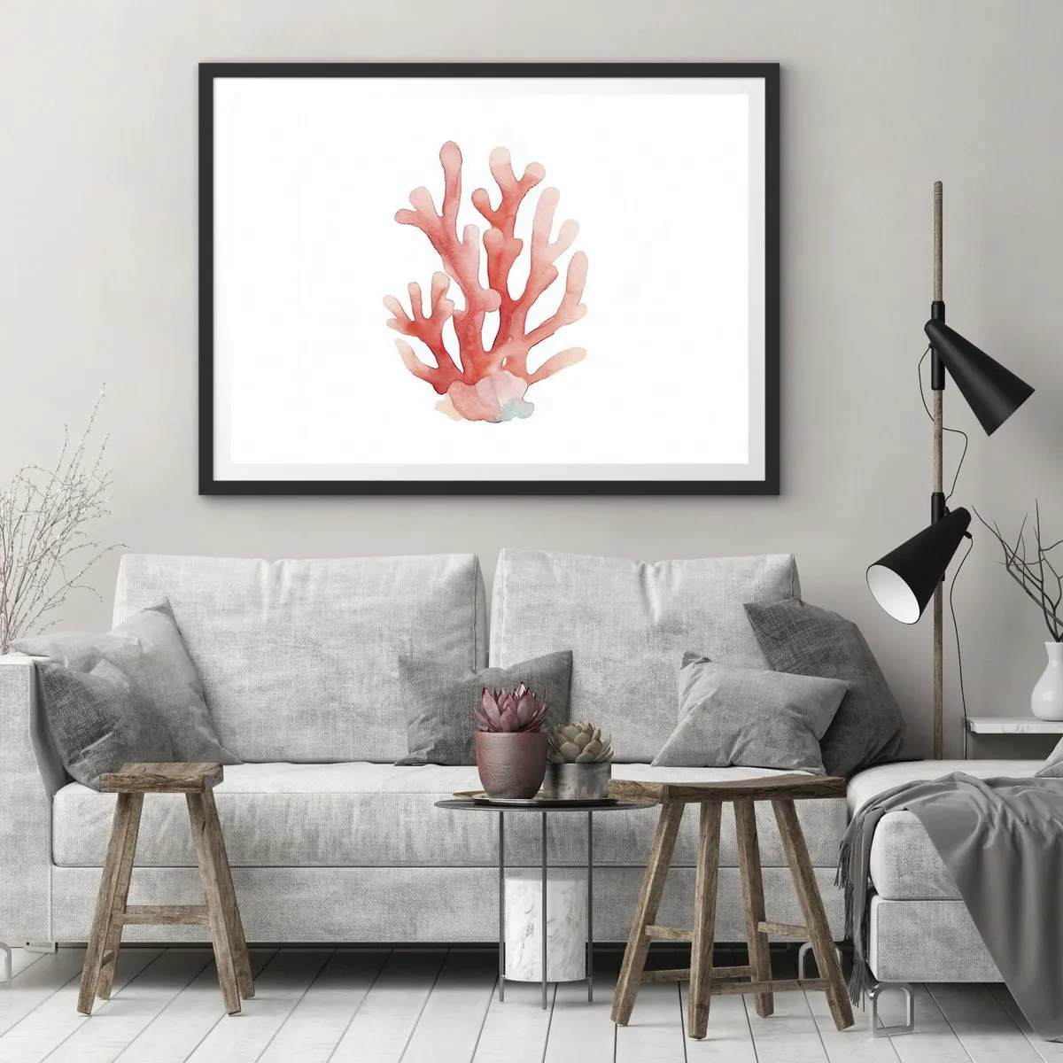 Poster in black frame - Coral Colour Colars - 70x50 cm