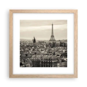 Poster in light oak frame - Over the Roofs of Paris - 30x30 cm
