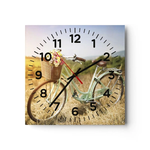 Wall clock - Clock on glass - I will Stay Here for a While - 40x40 cm