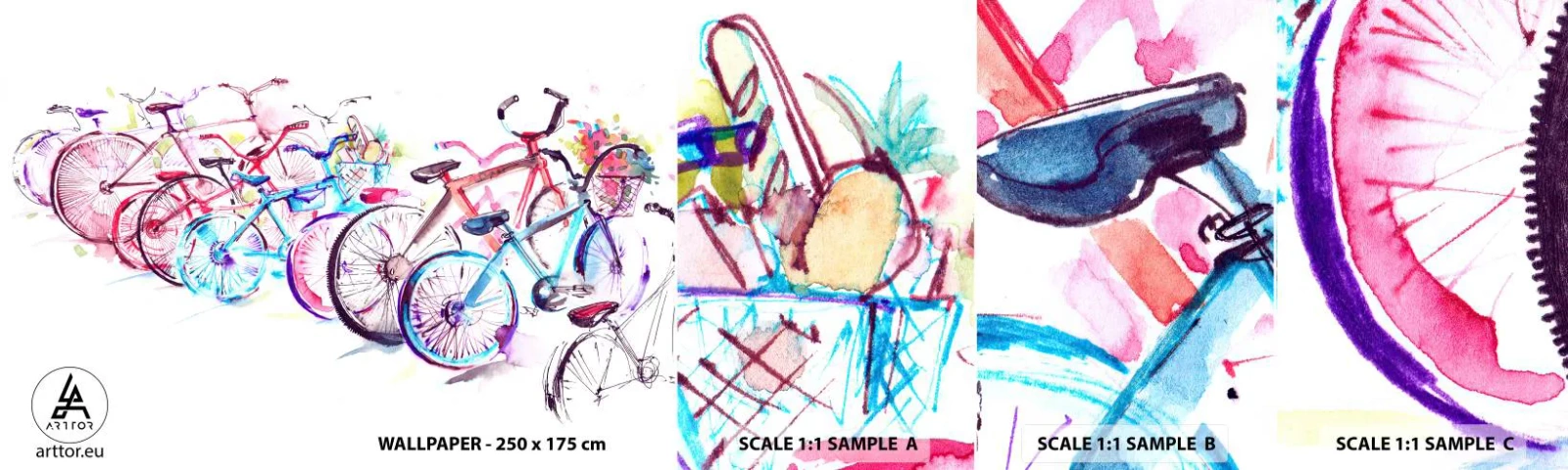 Photo Wallpaper Sample Standard Eco - Anti-moto Club Reunion - Bicycle, Abstraction, Graphics - 100x30 cm
