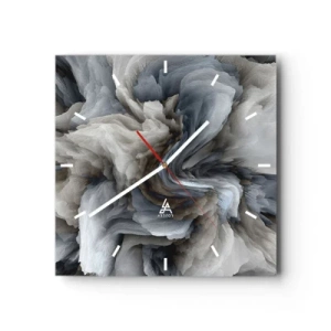 Wall clock - Clock on glass - Stone and Flower - 40x40 cm