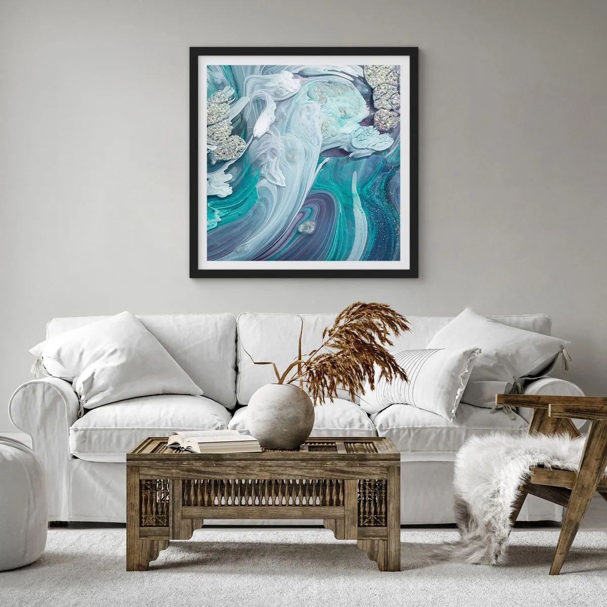 Poster in black frame - Currents of Blue - 40x40 cm