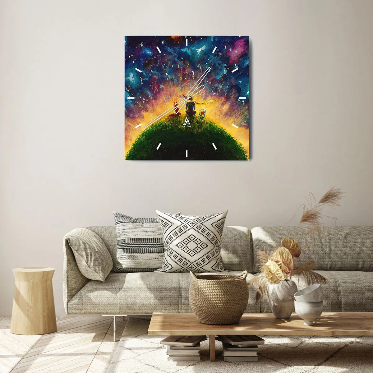 Wall clock - Clock on glass - Love and Friendship - Whole World - 40x40 cm