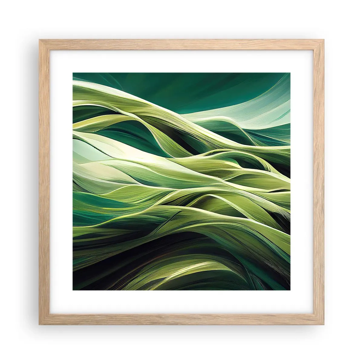 Poster in light oak frame - Abstract Playing Green - 40x40 cm