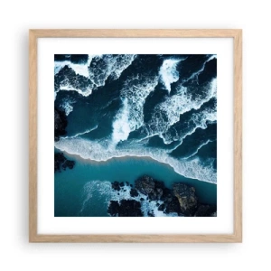 Poster in light oak frame - Envelopped by Waves - 40x40 cm