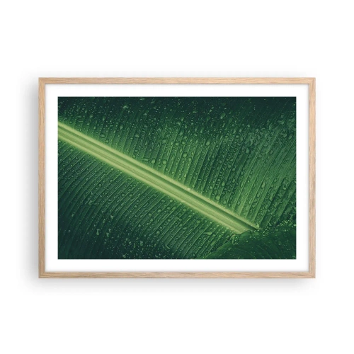 Poster in light oak frame - Structure of Green - 70x50 cm