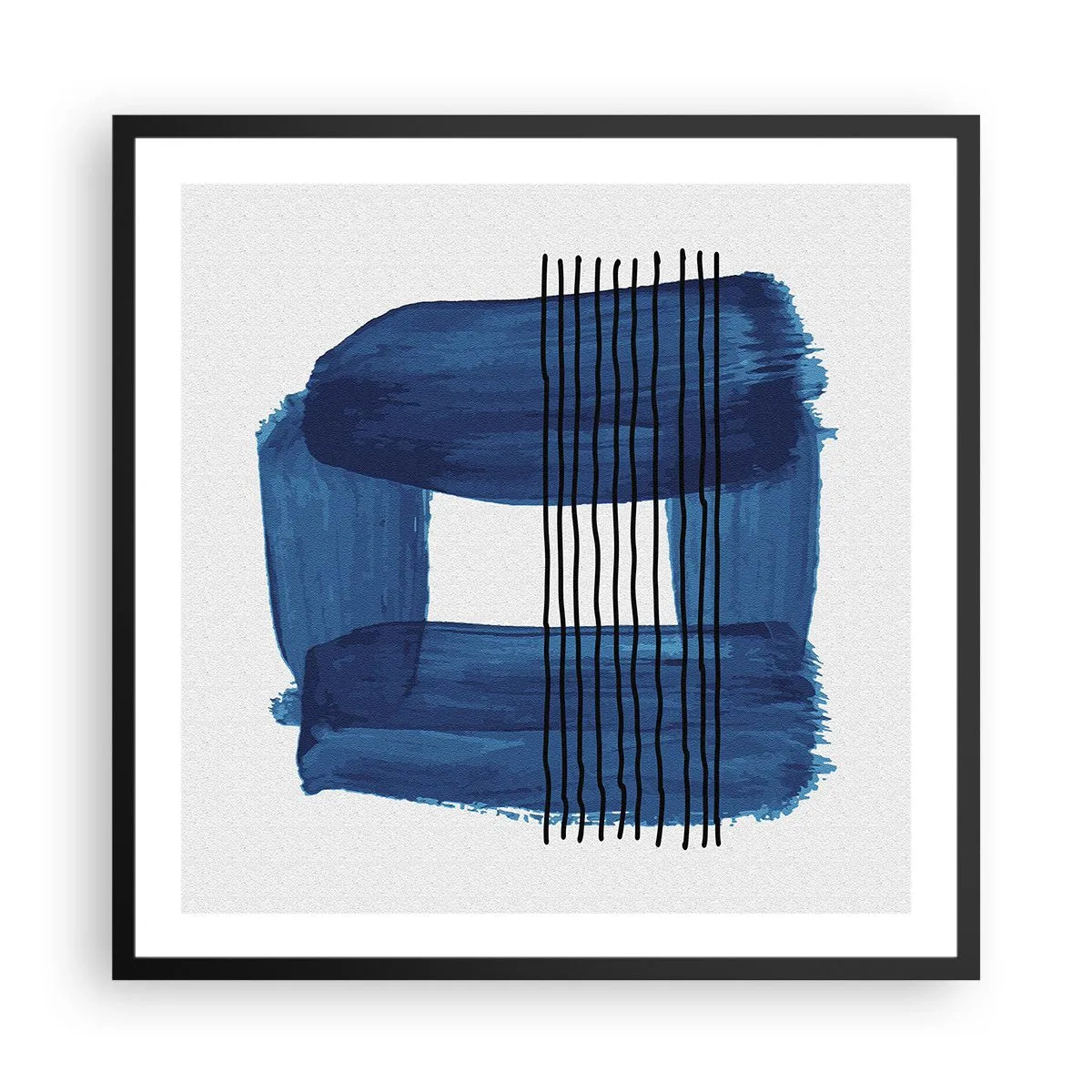 Poster in black frame - Blue and Black Composition - 60x60 cm