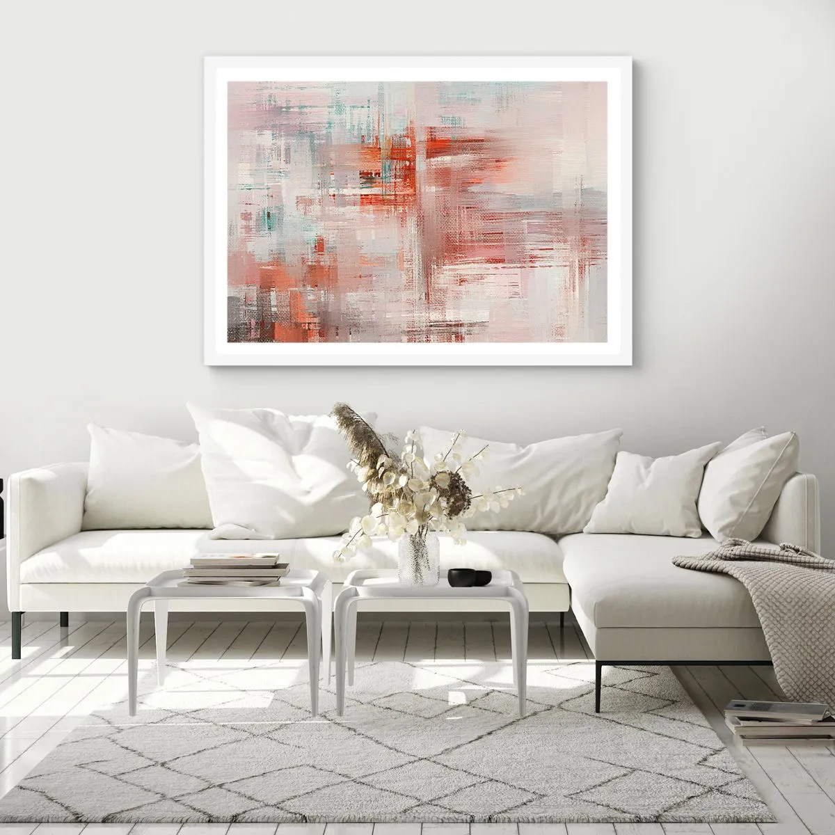 Poster in white frmae - Foggy but Pink - 50x40 cm