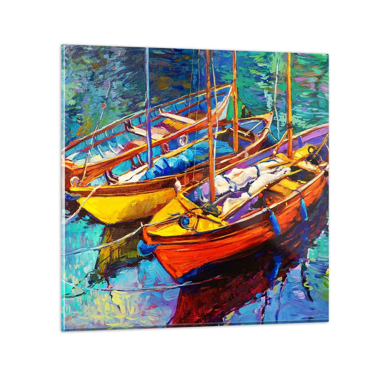 Glass picture - On Water Thick with Colours - 40x40 cm