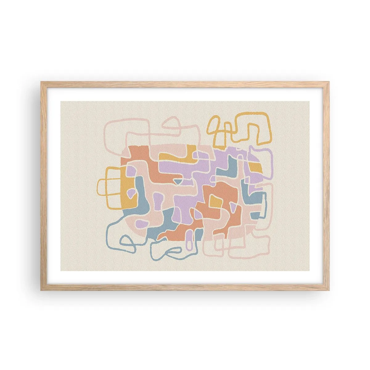 Poster in light oak frame - Maze - Joyful Adventure - 70x50 cm