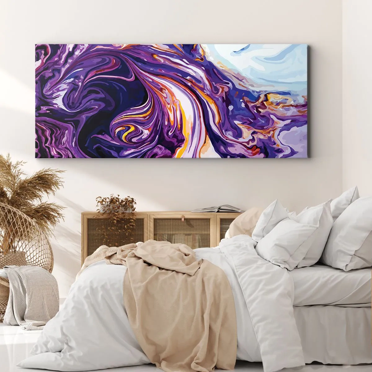 Canvas picture - Bending of Space in Purple - 90x30 cm