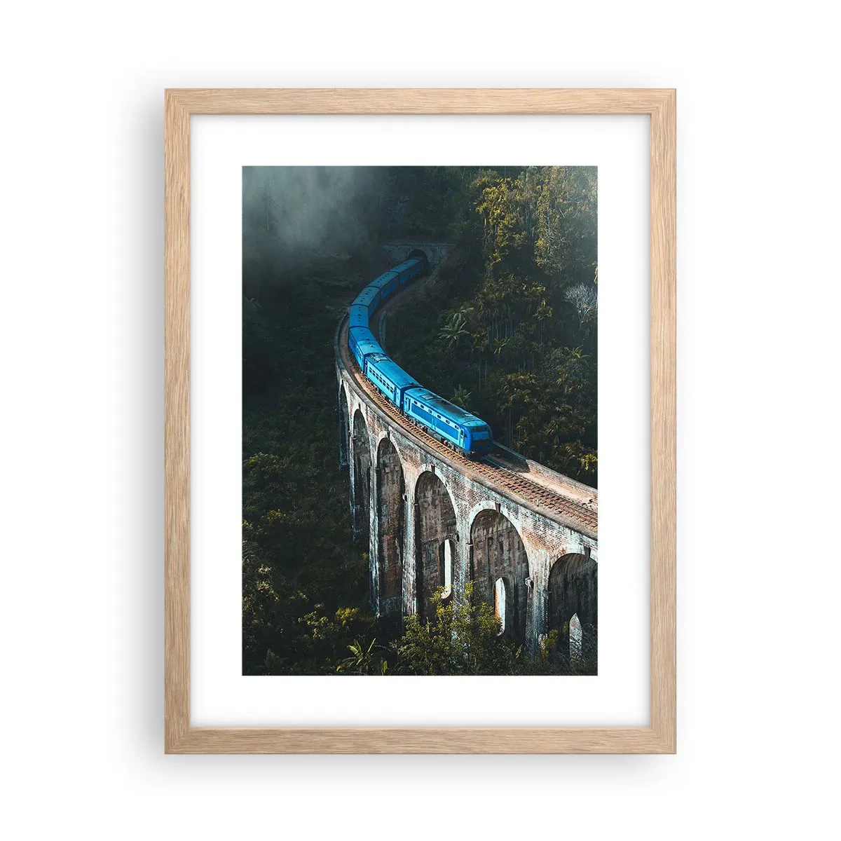 Poster in light oak frame - Train through Nature - 30x40 cm