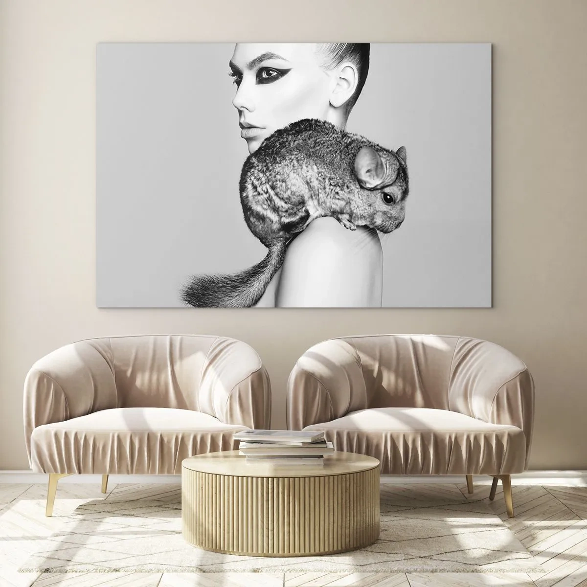 Glass picture - Lady with a Chinchilla - 100x70 cm