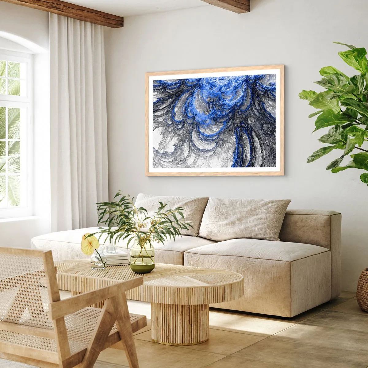 Poster in light oak frame - Birth of a Wave - 91x61 cm