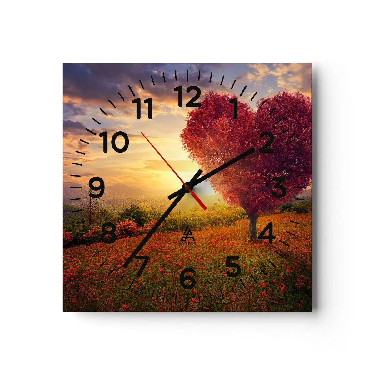 Wall clock - Clock on glass - Heart Wrenching - 30x30 cm