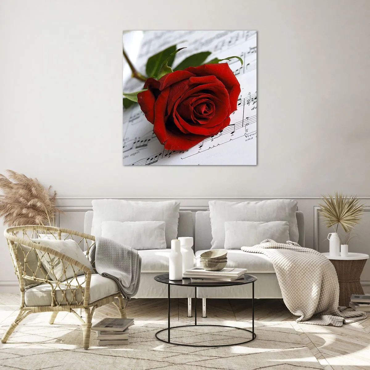 Glass picture - Music of Feelings in Scarlet - 50x50 cm