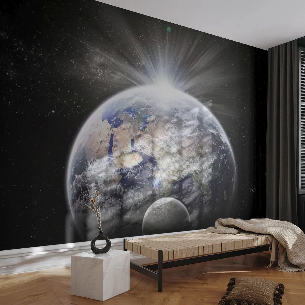 Self-Adhesive Photo Wallpaper Deluxe Sticker - In Full Blaze - Astronomy, Cosmos, Galaxy - 350x256 cm