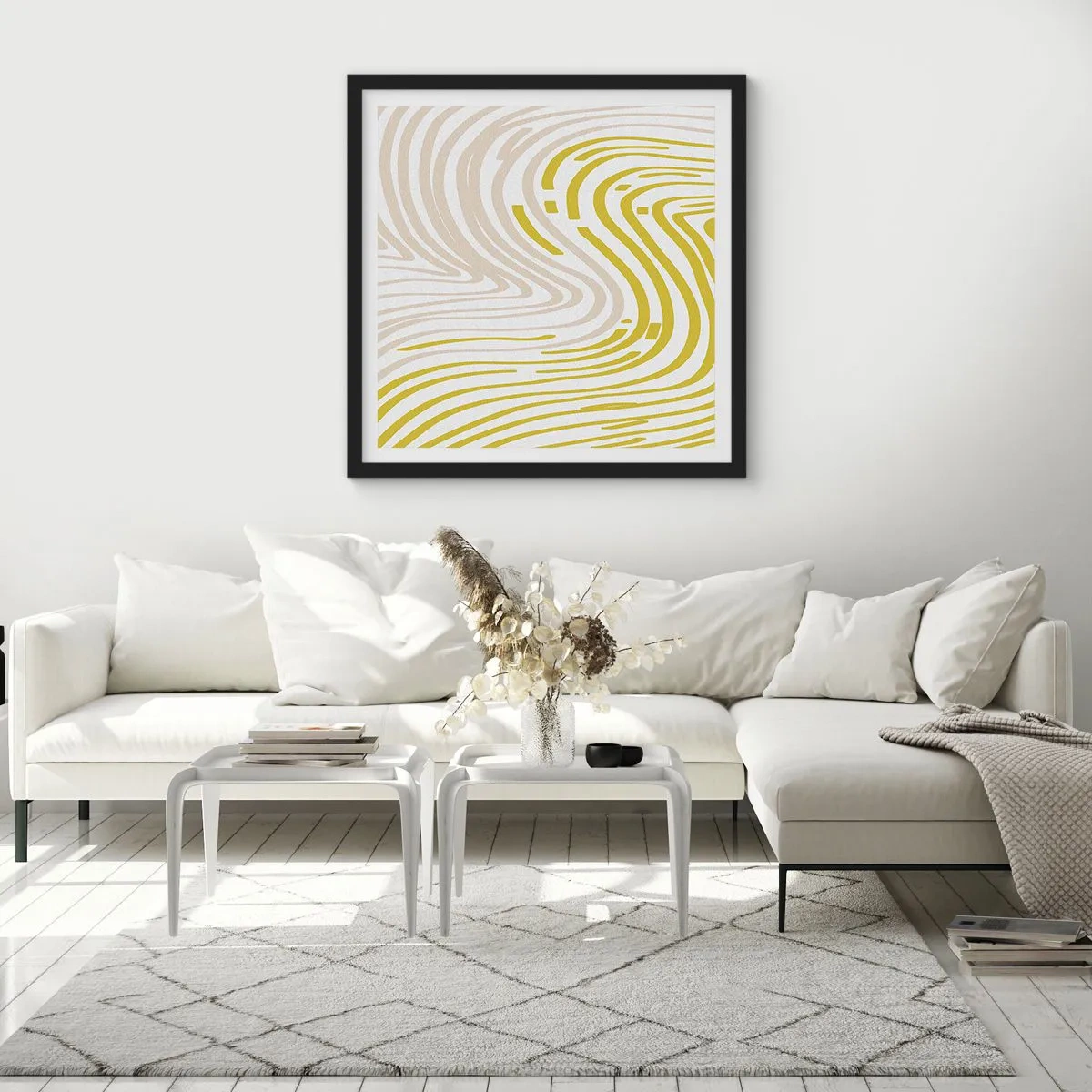 Poster in black frame - Composition with a Gentle Curve - 50x50 cm