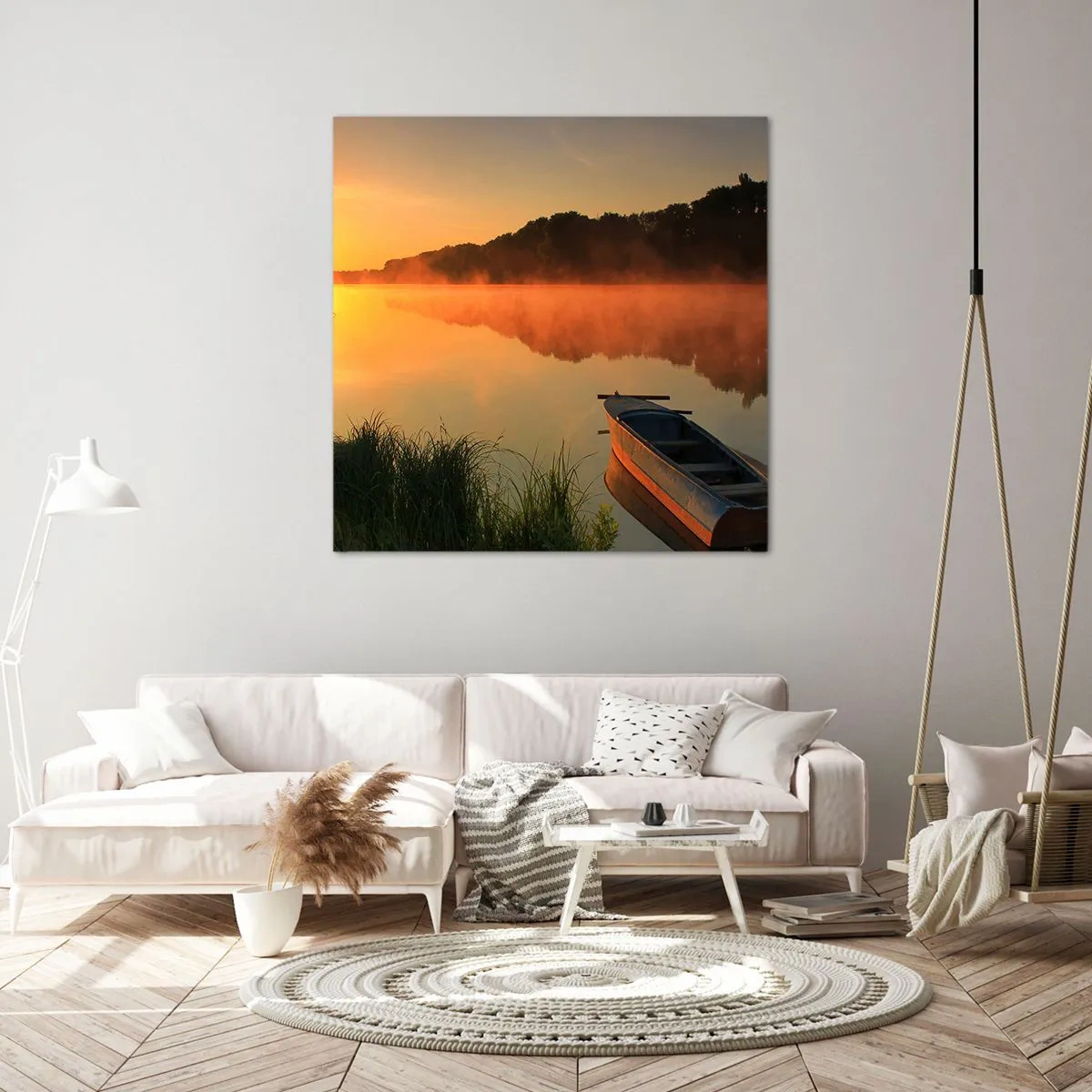 Canvas picture - Sunrise by a Mirror-like Water - 70x70 cm