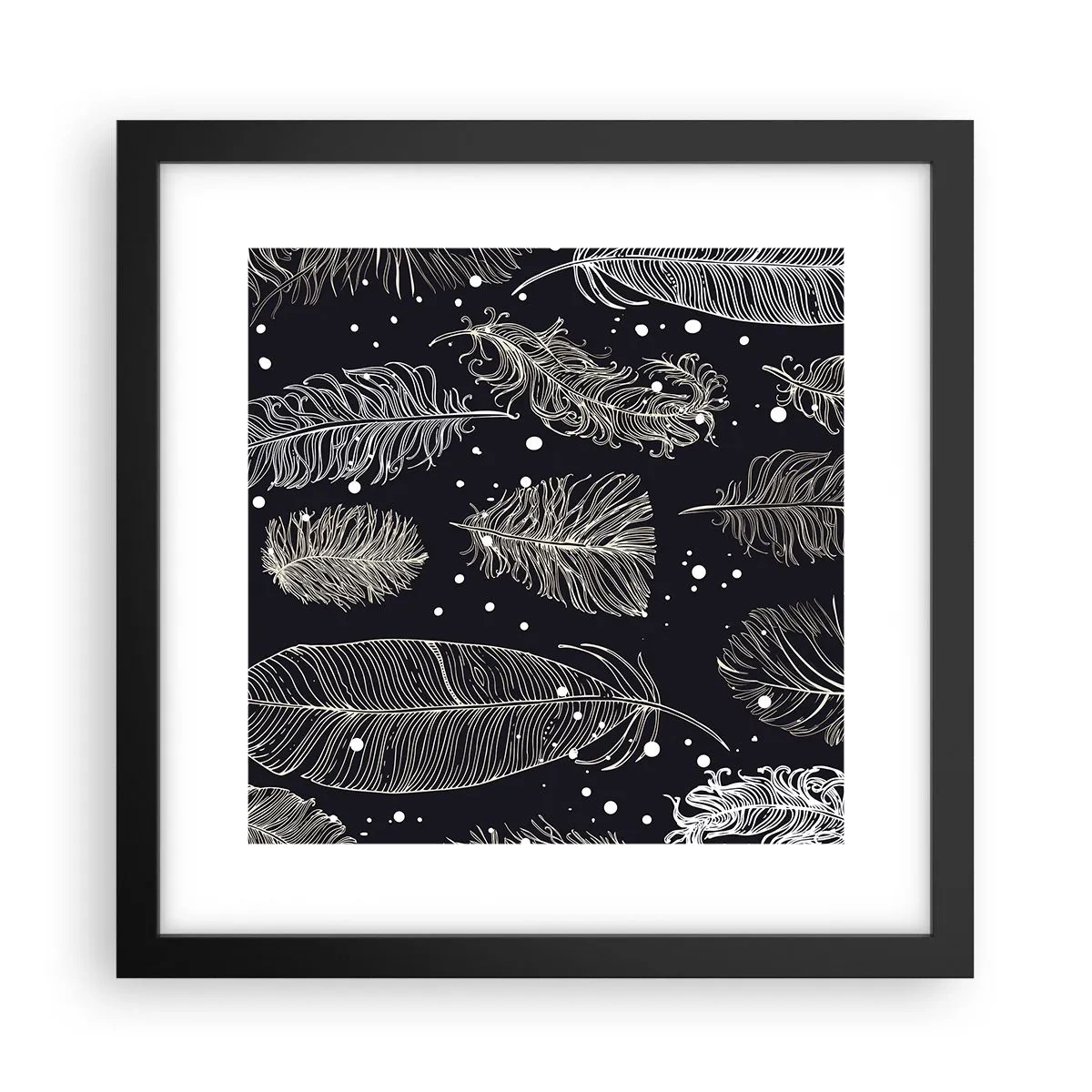 Poster in black frame - Feathery Lace - 30x30 cm