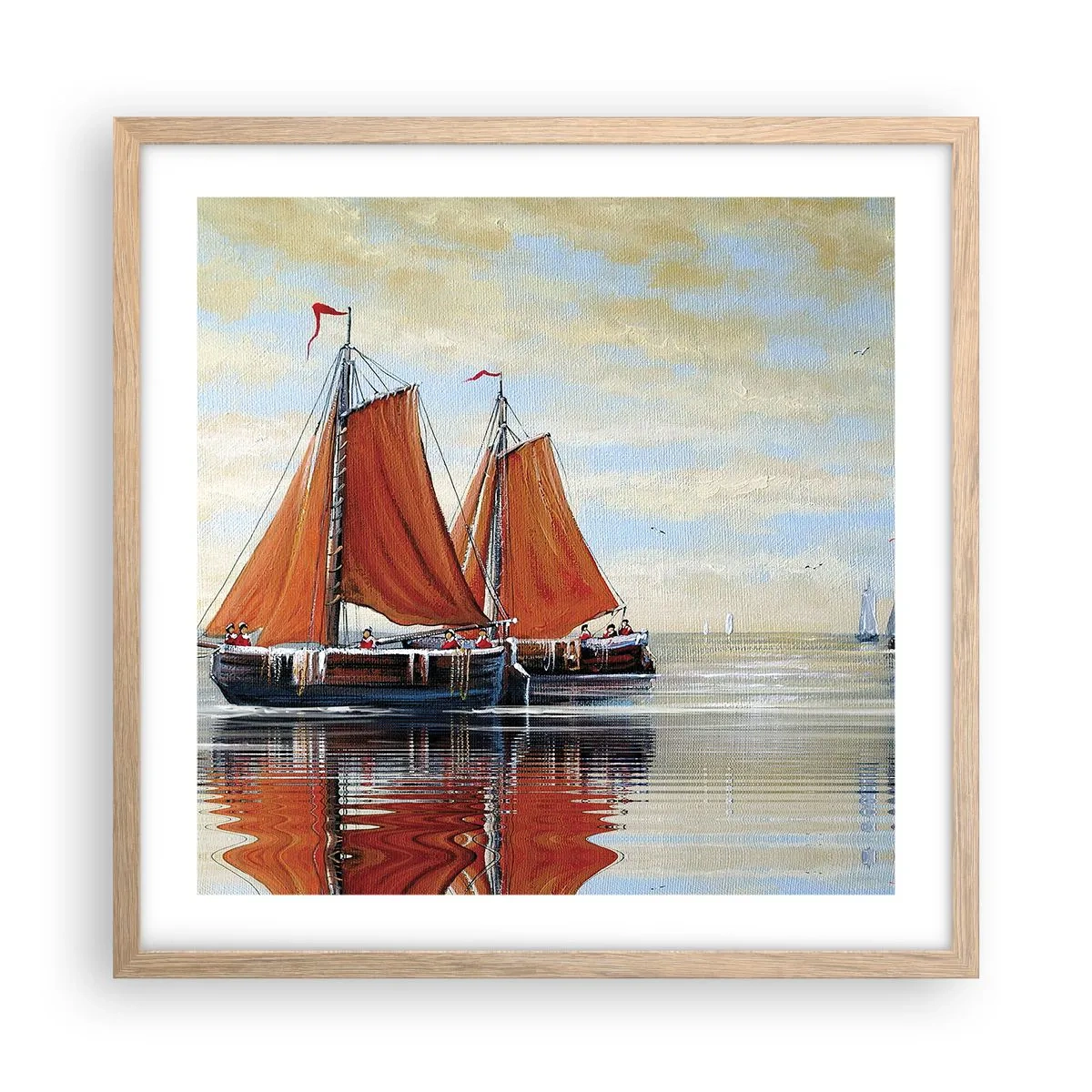 Poster in light oak frame - Ahoy, Sailor, Sail… - 50x50 cm