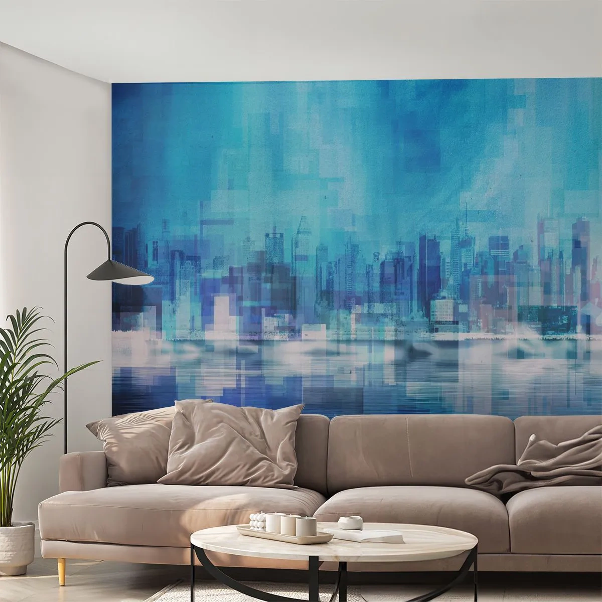Self-Adhesive Photo Wallpaper Deluxe Sticker - Sunk in Blue - Abstraction, City, Architecture - 350x256 cm