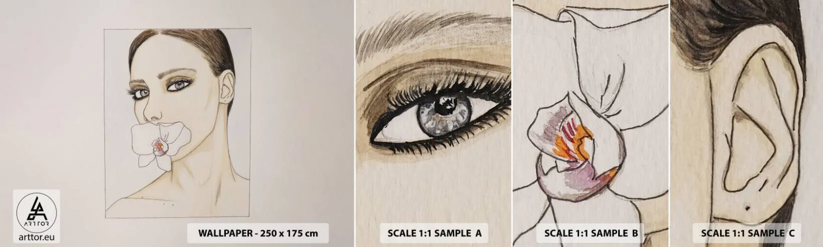 Photo Wallpaper Sample Self-Adhesive Deluxe Sticker - Symbol of Elegance and Beauty - Abstraction, Piece, Woman - 100x30 cm