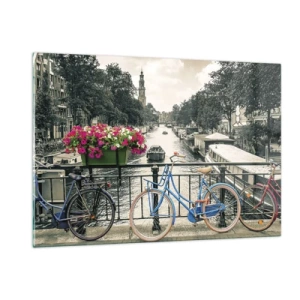 Glass picture - Colour of a Street in Amsterdam - 120x80 cm