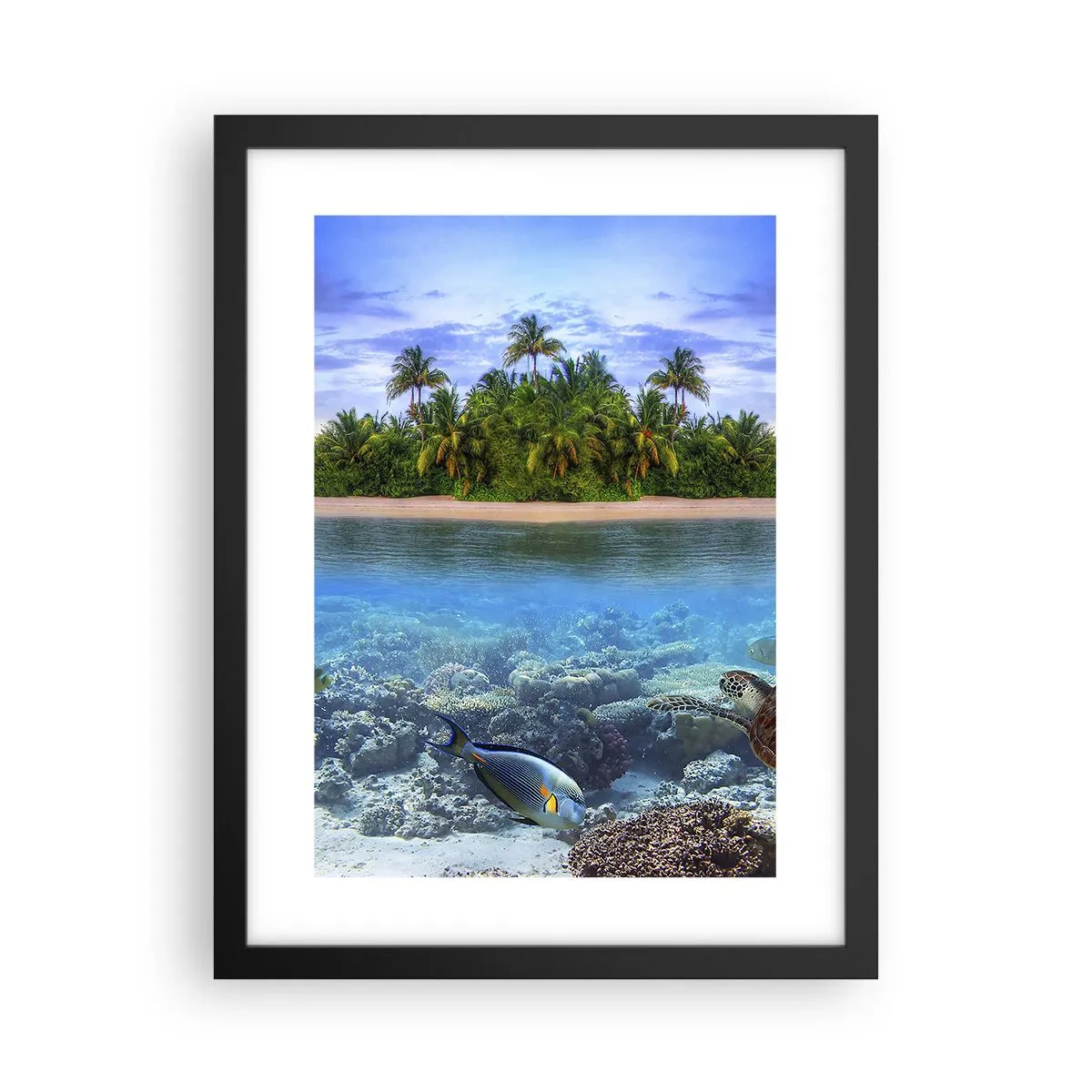 Poster in black frame - Heavenly Island Invites You - 30x40 cm
