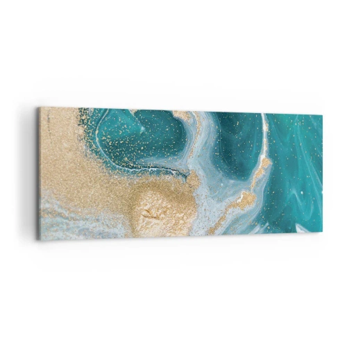 Canvas picture - Swirl of Gold and Turquiose - 120x50 cm