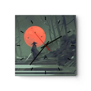 Wall clock - Clock on glass - Red Moon Warrior - 40x40 cm