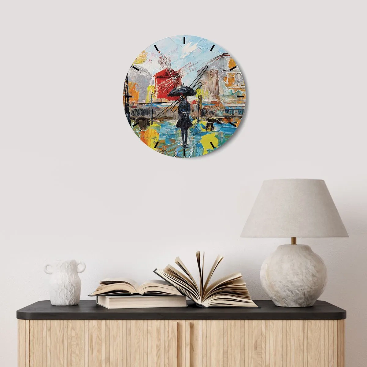 Wall clock - Clock on glass - Parisian Legends - 40x40 cm