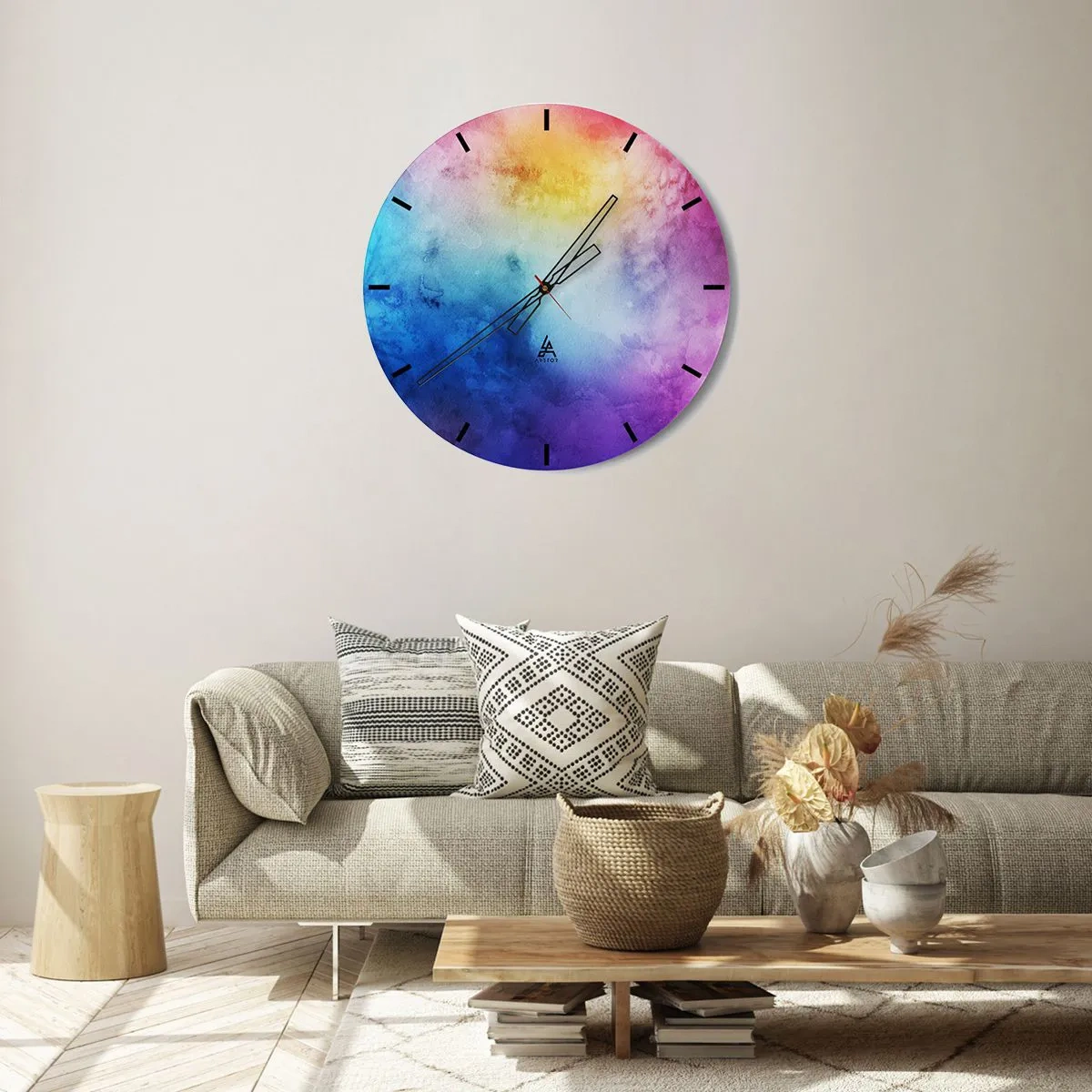 Wall clock - Clock on glass - Almost in Seventh Heaven - 30x30 cm