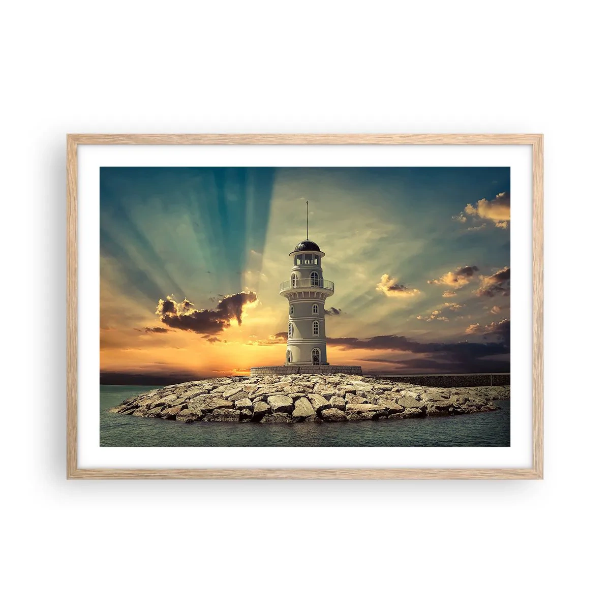Poster in light oak frame - Light, Hope, Beauty - 70x50 cm