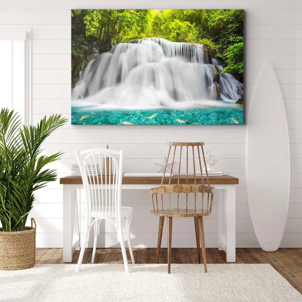 Canvas picture - Foamy Cascade from Green to Azure - 100x70 cm