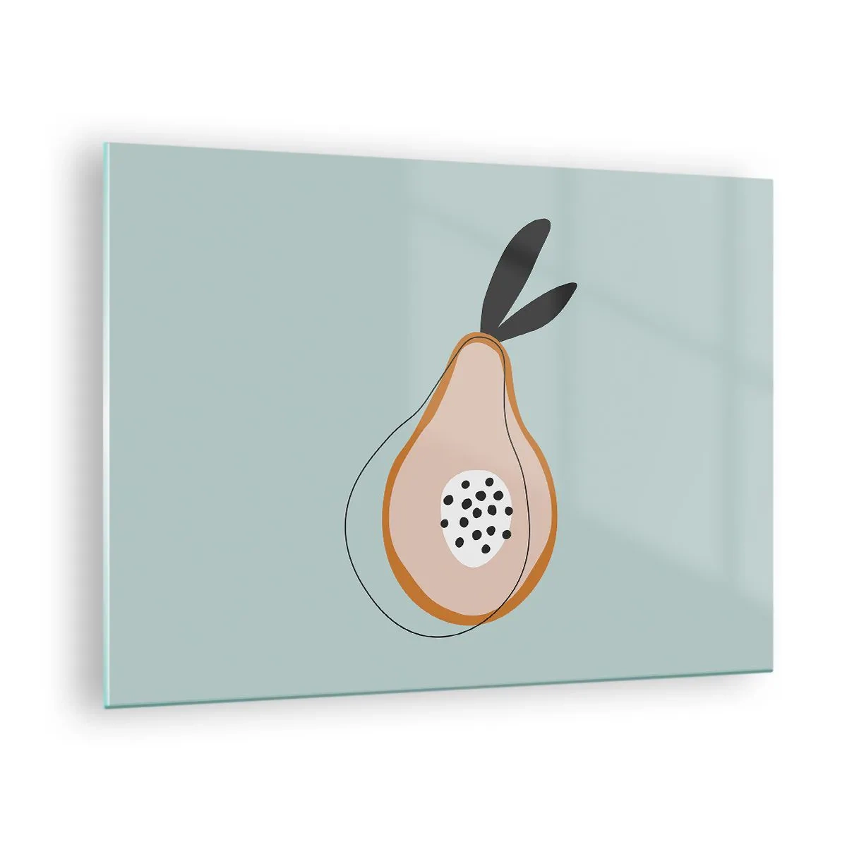 Glass picture - Abstract illustration of a pear in a minimalist style - 70x50cm - Penetrating the Nature of Things - Modern wall decoration for the living room and bedroom ARTTOR