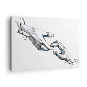 Canvas picture - Artistic representation of a hand in a minimalist and geometric form - 70x50cm - Good Gesture - Modern wall decoration for the living room and bedroom ARTTOR