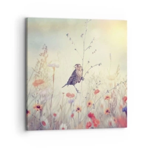 Canvas picture - Bird Portrait with a Meadow in the Background - 70x70 cm