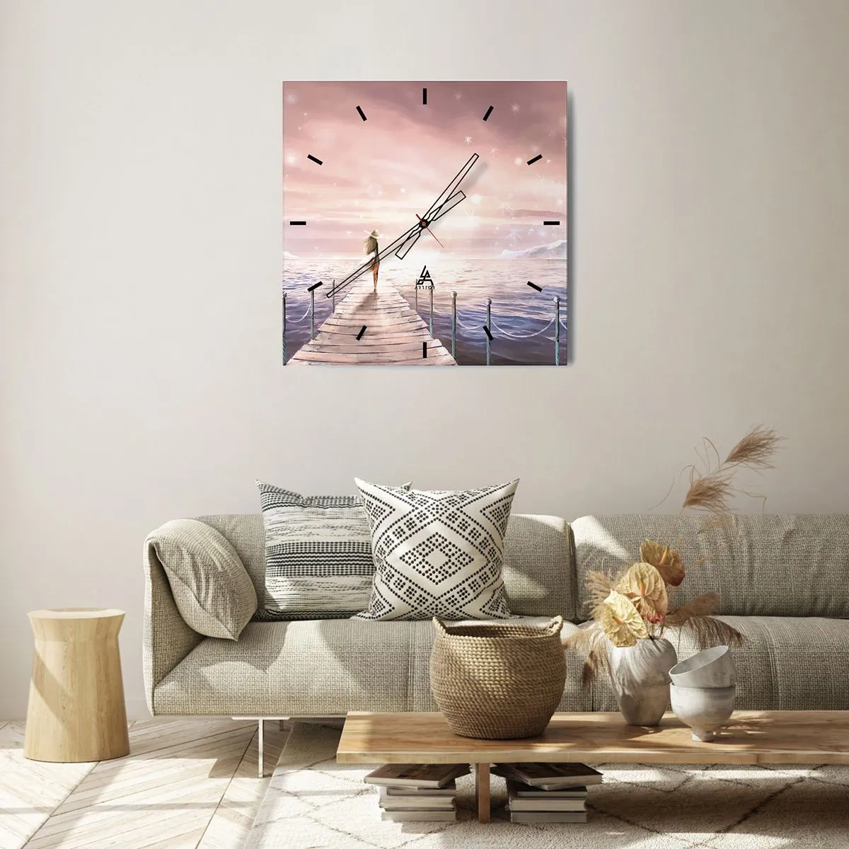 Wall clock - Clock on glass - In a Dream World - 40x40 cm