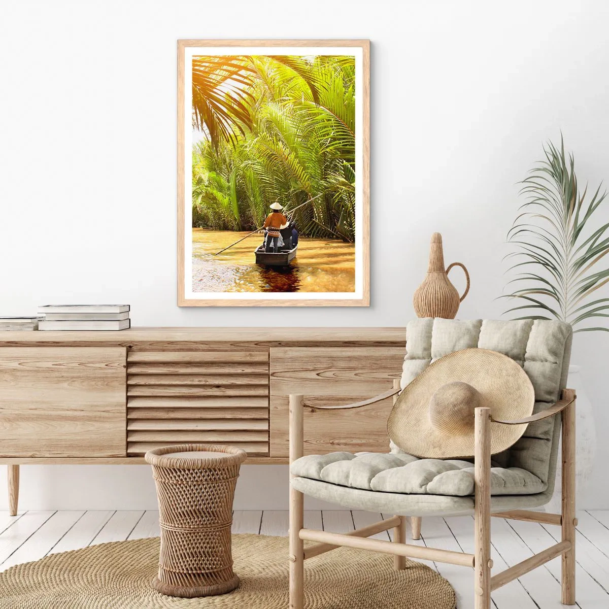 Poster in light oak frame - Through a Palm Ravine - 50x70 cm